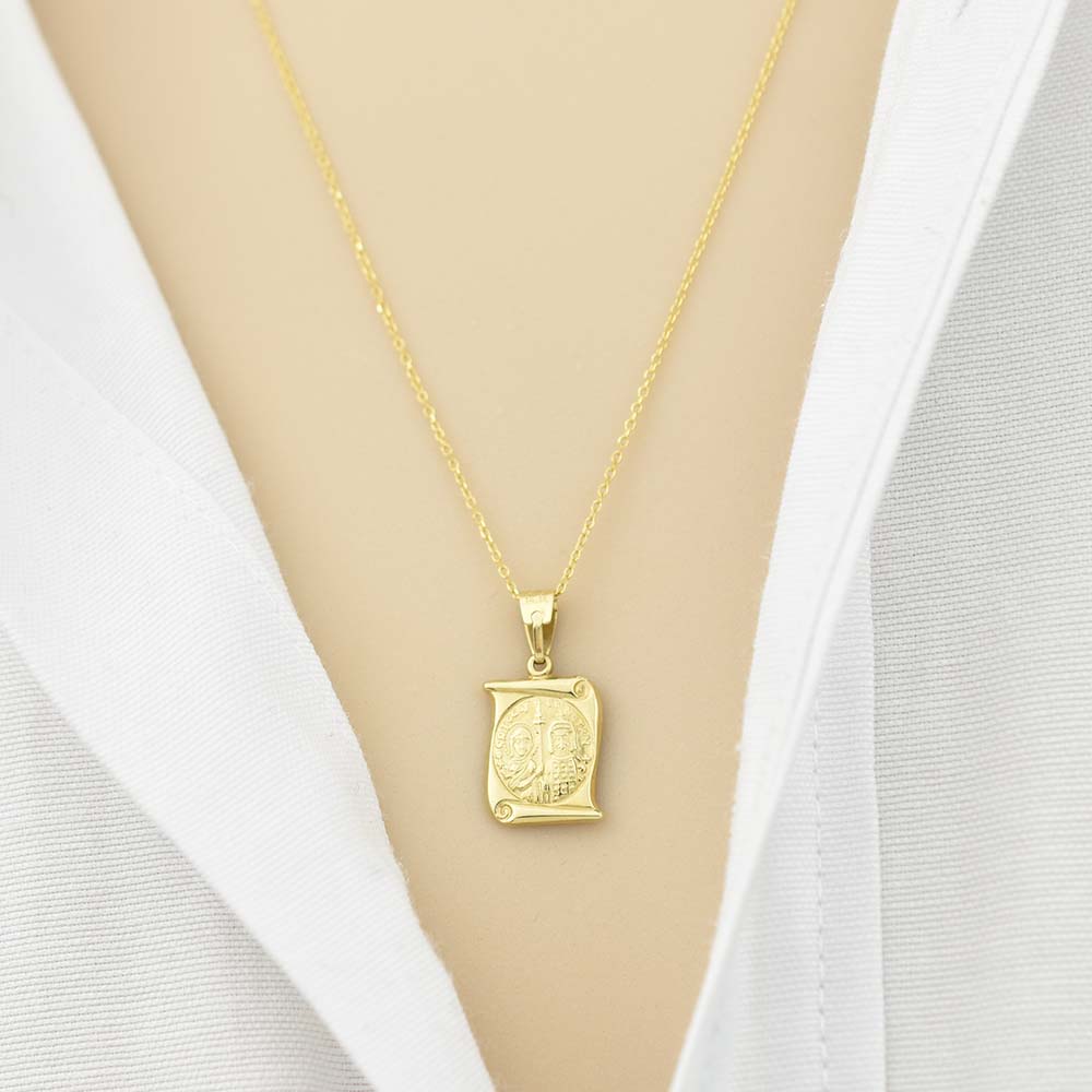 Δίχρωμο Χρυσό Φυλαχτό Κ14 Με Δύο Όψεις